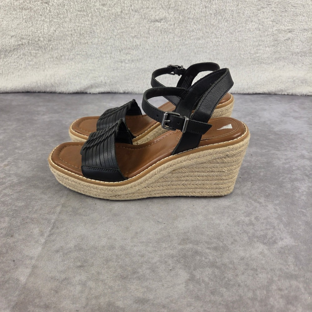 Crown Vintage Womens Black Woven Espadrille Wedge Sandals Size 8M S2570